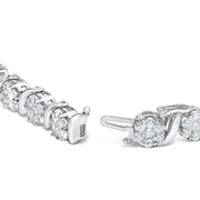 Bids.com 14K White Gold 7 3/8 Cttw Round Brilliant Diamond Floral Cluster and S Link Bracelet (H-I Color, SI2-I1 Clarity) - 7" Inches Bracelets White Smoke White.Gold / 7