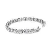 Bids.com 14K White Gold 6-1/3 Cttw Round Brilliant-Cut Diamond Round Cluster & X-Link 7" Tennis Bracelet (I-J Color, SI2-I1 Clarity) Bracelets White Smoke White.Gold / 7