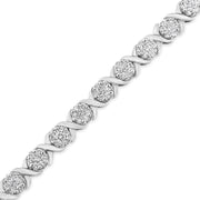 Bids.com 14K White Gold 6-1/3 Cttw Round Brilliant-Cut Diamond Round Cluster & X-Link 7" Tennis Bracelet (I-J Color, SI2-I1 Clarity) Bracelets White Smoke White.Gold / 7