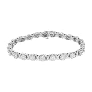 Bids.com 14K White Gold 4 7/8 Cttw Round Brilliant-Cut Diamond Round Cluster & X-Link 7" Tennis Bracelet (I-J Color, SI2-I1 Clarity) Bracelets White Smoke White.Gold / 7.25