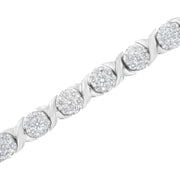 Bids.com 14K White Gold 4 7/8 Cttw Round Brilliant-Cut Diamond Round Cluster & X-Link 7" Tennis Bracelet (I-J Color, SI2-I1 Clarity) Bracelets White Smoke White.Gold / 7.25