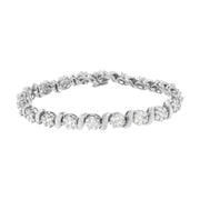 Bids.com 14K White Gold 5 1/4 cttw Diamond S-Link Floral Cluster Tennis Bracelet (I-J Clarity, SI2-I1 Color) - Size 7" Bracelets White Smoke White.Gold / 7