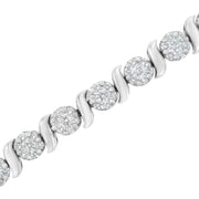 Bids.com 14K White Gold 5 1/4 cttw Diamond S-Link Floral Cluster Tennis Bracelet (I-J Clarity, SI2-I1 Color) - Size 7" Bracelets White Smoke White.Gold / 7