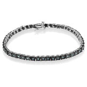 Bids.com Black Rhodium Plated .925 Sterling Silver 1.0 Cttw Diamond Miracle Tennis Bracelet (Enhanced Blue Color, I3 Clarity) - 7" Bracelets White Smoke White.Sterling Silver / 7