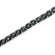 Bids.com Black Rhodium Plated .925 Sterling Silver 1.0 Cttw Diamond Miracle Tennis Bracelet (Enhanced Blue Color, I3 Clarity) - 7" Bracelets White Smoke White.Sterling Silver / 7