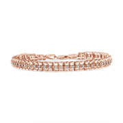 Bids.com .925 Sterling Silver 1.0 Cttw Rose Cut Diamond Double-Link 7" Tennis Bracelet (I-J Color, I3 Clarity) Bracelets White Smoke Rose.Sterling Silver / 7 / 1,Rose.Sterling Silver / 7 / 0.5,Rose.Sterling Silver / 7 / 2