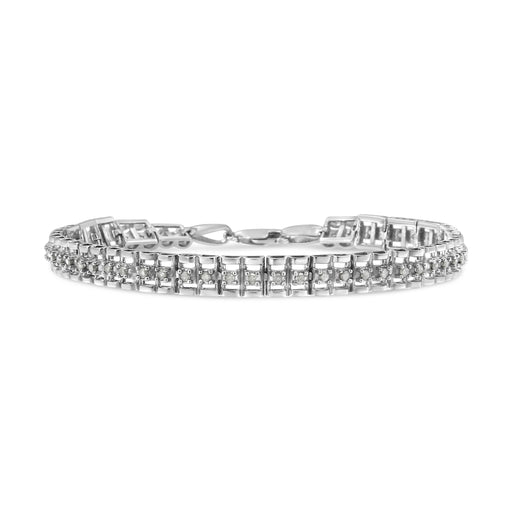 Bids.com .925 Sterling Silver 1.0 Cttw Rose Cut Diamond Double-Link 7" Tennis Bracelet (I-J Color, I3 Clarity) Bracelets White Smoke White.Sterling Silver / 7 / 0.5,White.Sterling Silver / 7 / 2