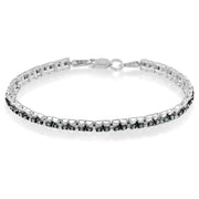 Bids.com Black Rhodium over .925 Sterling Silver 1.0 Cttw Rose Cut Diamond Double-Link 7" Tennis Bracelet (Blue Color, I1-I2 Clarity) Bracelets White Smoke White.Sterling Silver / 7