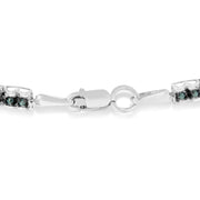 Bids.com Black Rhodium over .925 Sterling Silver 1.0 Cttw Rose Cut Diamond Double-Link 7" Tennis Bracelet (Blue Color, I1-I2 Clarity) Bracelets White Smoke White.Sterling Silver / 7
