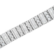 Bids.com 14K White Gold 4 7/8 cttw Baguette & Round Brilliant-Cut Diamond Channel- & Prong-Set Tennis Bracelet (I-J Color, I1-I2 Clarity) - Size 7.25" Bracelets White Smoke White.Gold / 7.25