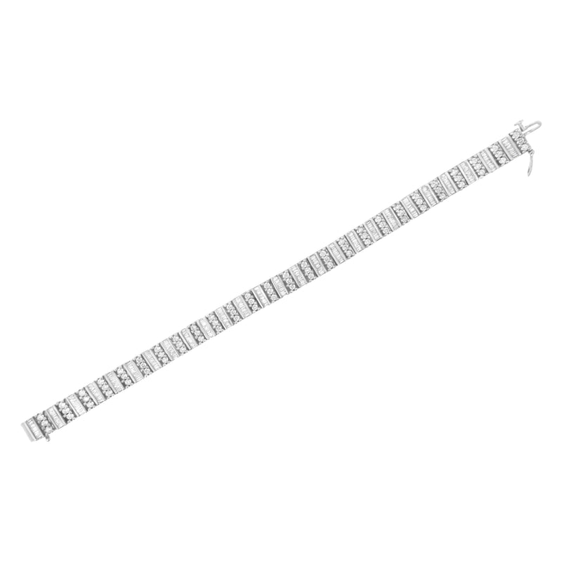 Bids.com 14K White Gold 4 7/8 cttw Baguette & Round Brilliant-Cut Diamond Channel- & Prong-Set Tennis Bracelet (I-J Color, I1-I2 Clarity) - Size 7.25" Bracelets White Smoke White.Gold / 7.25
