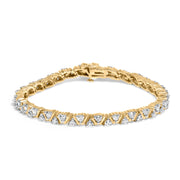 Bids.com 14K Yellow Gold 4.00 Cttw Diamond Triangle Link Tennis Bracelet (H-I Color, I1-I2 Clarity) - 7" Inches Bracelets White Smoke Yellow.Gold / 7