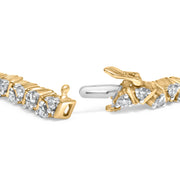 Bids.com 14K Yellow Gold 4.00 Cttw Diamond Triangle Link Tennis Bracelet (H-I Color, I1-I2 Clarity) - 7" Inches Bracelets White Smoke Yellow.Gold / 7