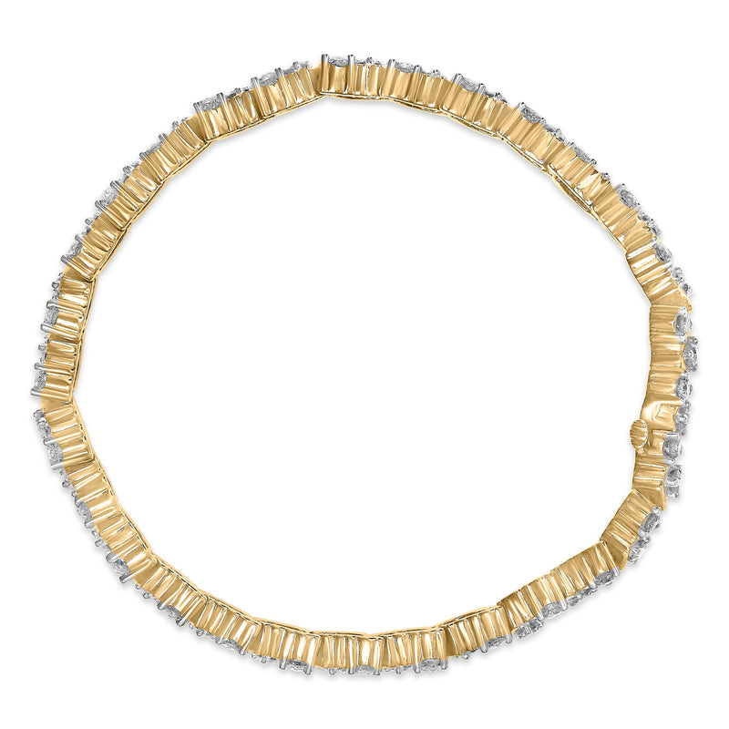 Bids.com 14K Yellow Gold 4.00 Cttw Diamond Triangle Link Tennis Bracelet (H-I Color, I1-I2 Clarity) - 7" Inches Bracelets White Smoke Yellow.Gold / 7
