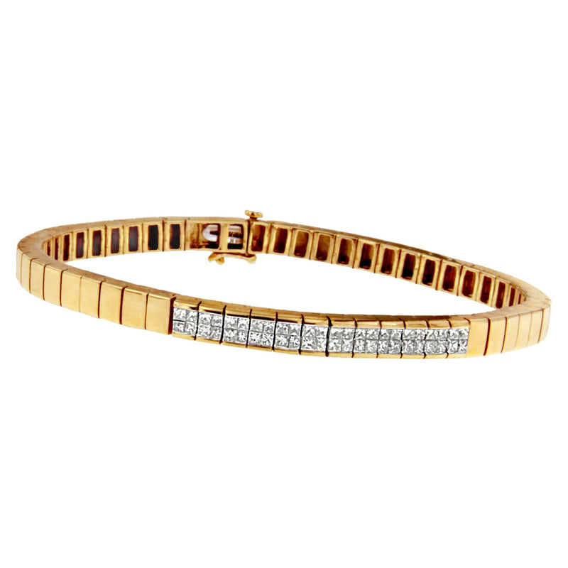 Bids.com 14K Yellow Gold Princess Cut Diamond Banded Bracelet (1.00 cttw, G-H Color, VS1-VS2 Clarity) Bracelets White Smoke Yellow.Gold / 7