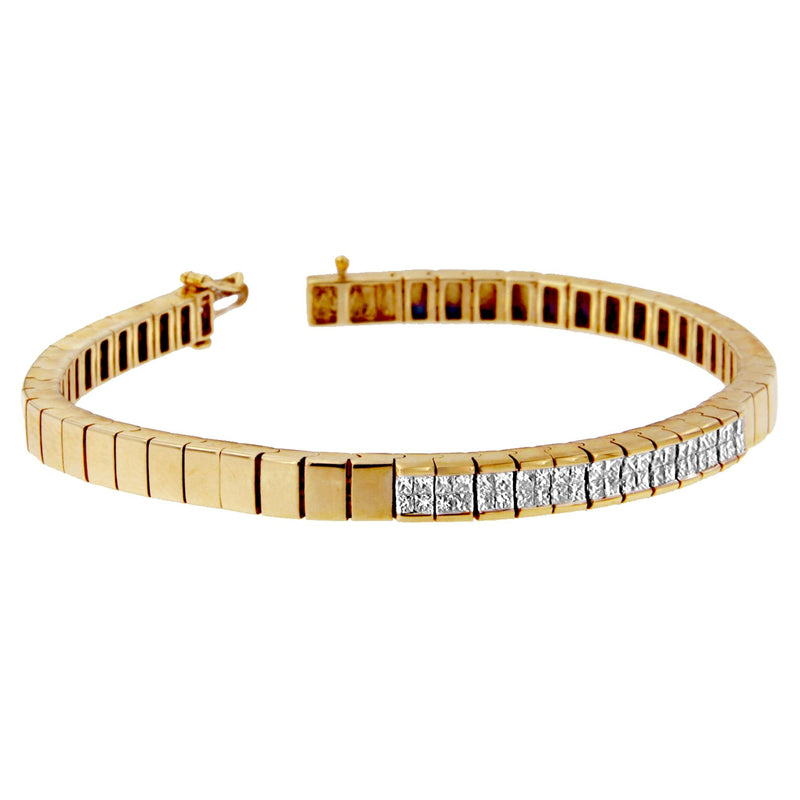 Bids.com 14K Yellow Gold Princess Cut Diamond Banded Bracelet (1.00 cttw, G-H Color, VS1-VS2 Clarity) Bracelets White Smoke Yellow.Gold / 7