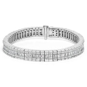 Bids.com 14K White Gold 7 7/8 Cttw Princess and Baguette Diamond Eternity Line Tennis Bracelet (G-H Color, SI1-SI2 Clarity) - 7" Inches Bracelets White Smoke White.Gold / 7