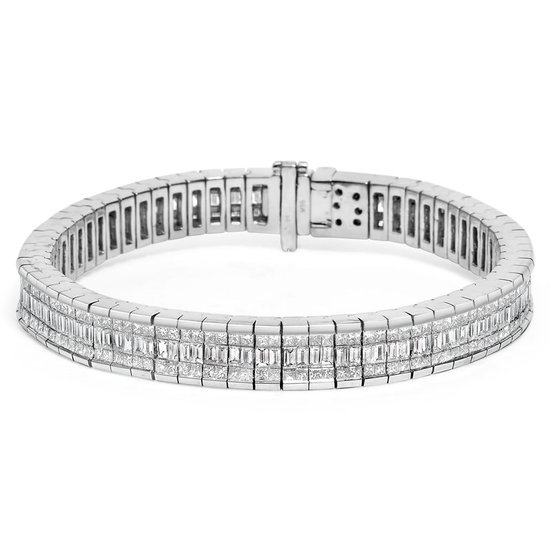 Bids.com 14K White Gold 7 7/8 Cttw Princess and Baguette Diamond Eternity Line Tennis Bracelet (G-H Color, SI1-SI2 Clarity) - 7" Inches Bracelets White Smoke White.Gold / 7
