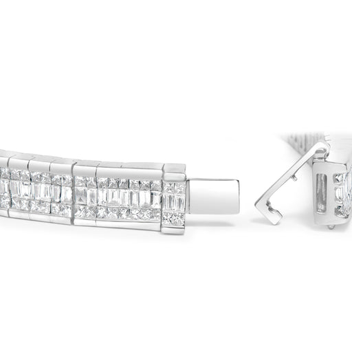 Bids.com 14K White Gold 7 7/8 Cttw Princess and Baguette Diamond Eternity Line Tennis Bracelet (G-H Color, SI1-SI2 Clarity) - 7" Inches Bracelets White Smoke White.Gold / 7