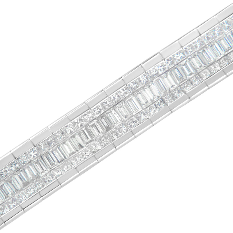 Bids.com 14K White Gold 7 7/8 Cttw Princess and Baguette Diamond Eternity Line Tennis Bracelet (G-H Color, SI1-SI2 Clarity) - 7" Inches Bracelets White Smoke White.Gold / 7