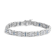 Bids.com 14K White Gold Princess-Cut white and Blue Diamond 3.00 cttw Fashion Link Bracelet (H-I Color, SI1-SI2 Clarity) Bracelets White Smoke White.Gold / 7