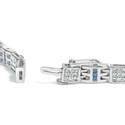 Bids.com 14K White Gold Princess-Cut white and Blue Diamond 3.00 cttw Fashion Link Bracelet (H-I Color, SI1-SI2 Clarity) Bracelets White Smoke White.Gold / 7