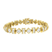 Bids.com 14K Yellow Gold 7.50 Cttw Princess and Baguette Diamond Geometric Link Bracelet Bracelets White Smoke Yellow.Gold / 7
