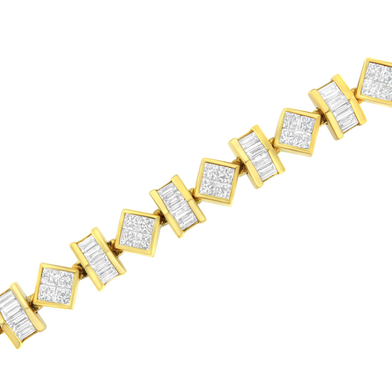 Bids.com 14K Yellow Gold 7.50 Cttw Princess and Baguette Diamond Geometric Link Bracelet Bracelets White Smoke Yellow.Gold / 7