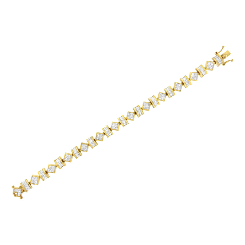 Bids.com 14K Yellow Gold 7.50 Cttw Princess and Baguette Diamond Geometric Link Bracelet Bracelets White Smoke Yellow.Gold / 7