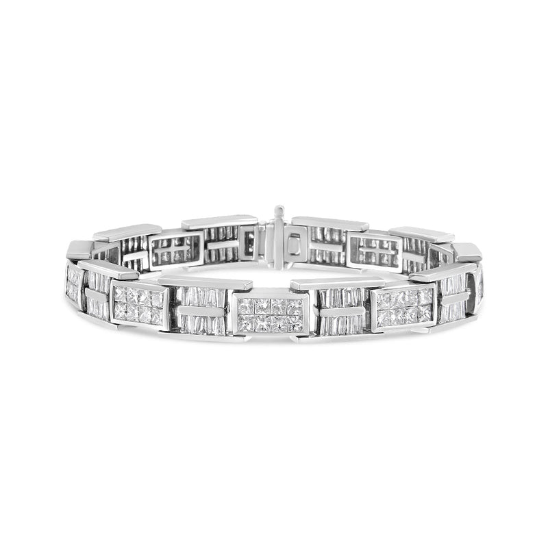 Bids.com 14K White Gold 10 5/8 Cttw Diamond Panel Link Bracelet  - 7" Inches Bracelets White Smoke White.Gold / 7