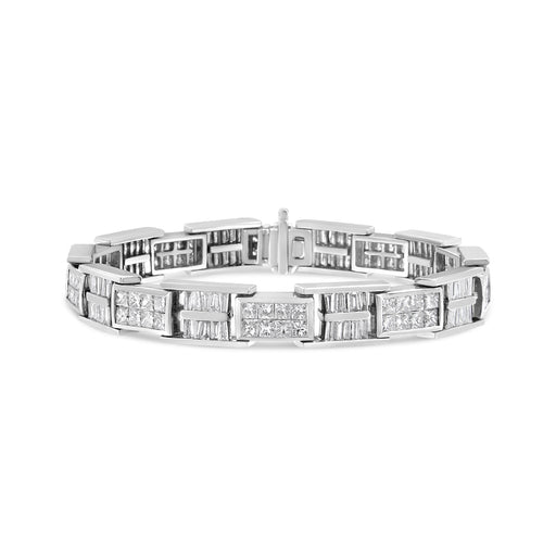 Bids.com 14K White Gold 10 5/8 Cttw Diamond Panel Link Bracelet  - 7" Inches Bracelets White Smoke White.Gold / 7