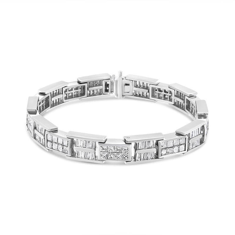 Bids.com 14K White Gold 10 5/8 Cttw Diamond Panel Link Bracelet  - 7" Inches Bracelets White Smoke White.Gold / 7