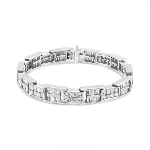 Bids.com 14K White Gold 10 5/8 Cttw Diamond Panel Link Bracelet  - 7" Inches Bracelets White Smoke White.Gold / 7