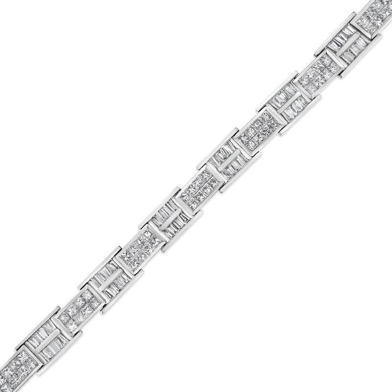 Bids.com 14K White Gold 10 5/8 Cttw Diamond Panel Link Bracelet  - 7" Inches Bracelets White Smoke White.Gold / 7