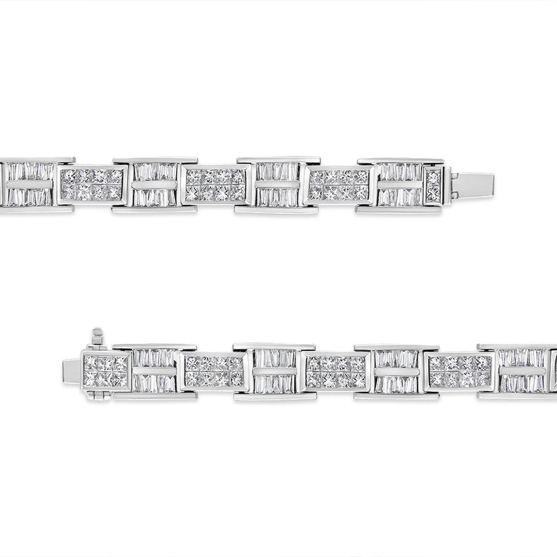 Bids.com 14K White Gold 10 5/8 Cttw Diamond Panel Link Bracelet  - 7" Inches Bracelets White Smoke White.Gold / 7