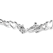 Bids.com 925 Sterling Silver 1/5 Cttw Diamond Double Heart Link Bracelet (I-J Color, I3 Clarity) - 7.25" Inches Bracelets White Smoke White.Sterling Silver / 7.25