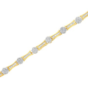 Bids.com 10K Yellow and White Gold 2.00 cttw Round and Baguette-Cut Diamond Link Bracelet (I-J Color, I2-I3 Clarity) - Size 7.25" Bracelets White Smoke YellowWhite.Gold / 7.25