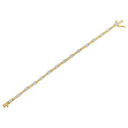 Bids.com 10K Yellow and White Gold 2.00 cttw Round and Baguette-Cut Diamond Link Bracelet (I-J Color, I2-I3 Clarity) - Size 7.25" Bracelets White Smoke YellowWhite.Gold / 7.25