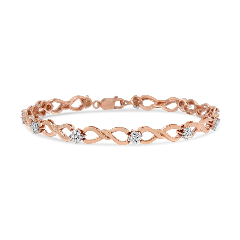 Bids.com 10K Rose Gold Plated .925 Sterling Silver 1/2 Cttw Diamond Infinity Link Tennis Bracelet (H-I Color, I2-I3 Clarity) -7â€ Bracelets White Smoke Rose.Sterling Silver / 7