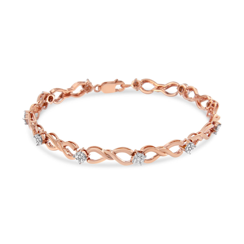 Bids.com 10K Rose Gold Plated .925 Sterling Silver 1/2 Cttw Diamond Infinity Link Tennis Bracelet (H-I Color, I2-I3 Clarity) -7â€ Bracelets White Smoke Rose.Sterling Silver / 7