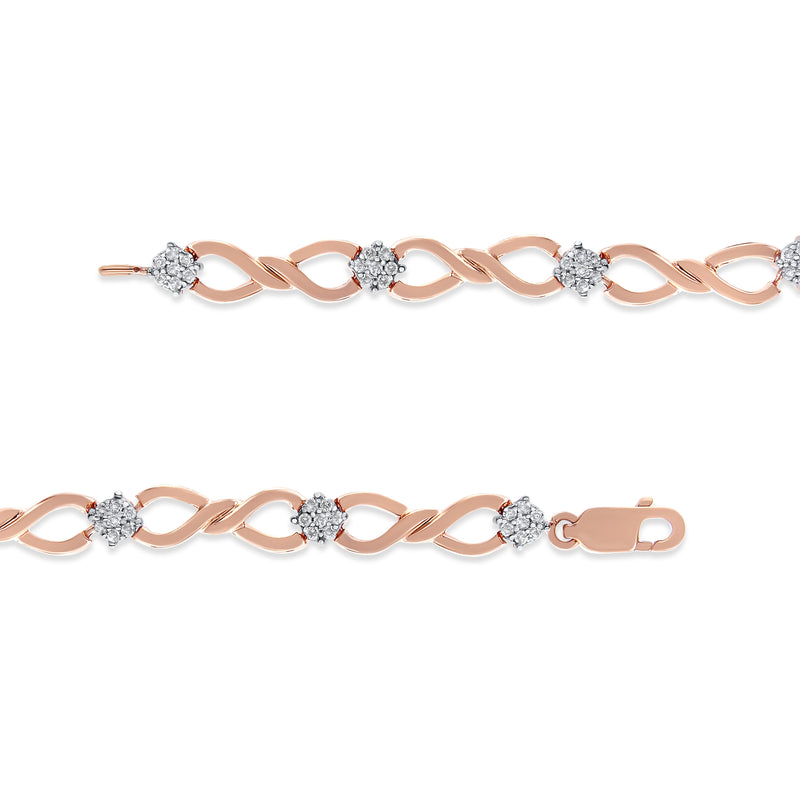 Bids.com 10K Rose Gold Plated .925 Sterling Silver 1/2 Cttw Diamond Infinity Link Tennis Bracelet (H-I Color, I2-I3 Clarity) -7â€ Bracelets White Smoke Rose.Sterling Silver / 7