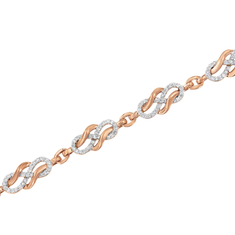 Bids.com 10K Rose Gold 1.0 Cttw Diamond Infinity Loop and Swirl Link Bracelet (I-J Color, I2-I3 Clarity) - 7.25" Inches Bracelets White Smoke Rose.Gold / 7.25