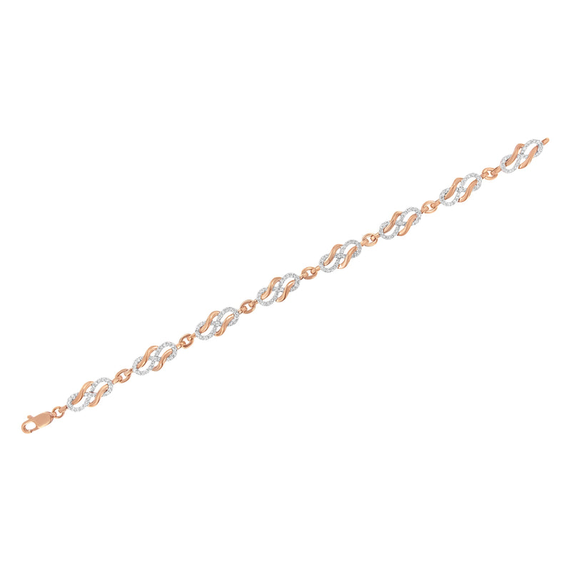 Bids.com 10K Rose Gold 1.0 Cttw Diamond Infinity Loop and Swirl Link Bracelet (I-J Color, I2-I3 Clarity) - 7.25" Inches Bracelets White Smoke Rose.Gold / 7.25