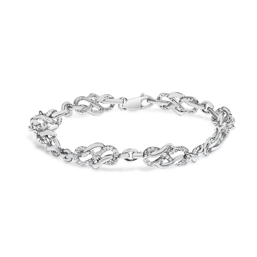 Bids.com .925 Sterling Silver 1.0 Cttw Diamond Infinity Loop and Swirl Link Bracelet (I-J Color, I2-I3 Clarity) - 7.25" Inches Bracelets White Smoke White.Sterling Silver / 7.25