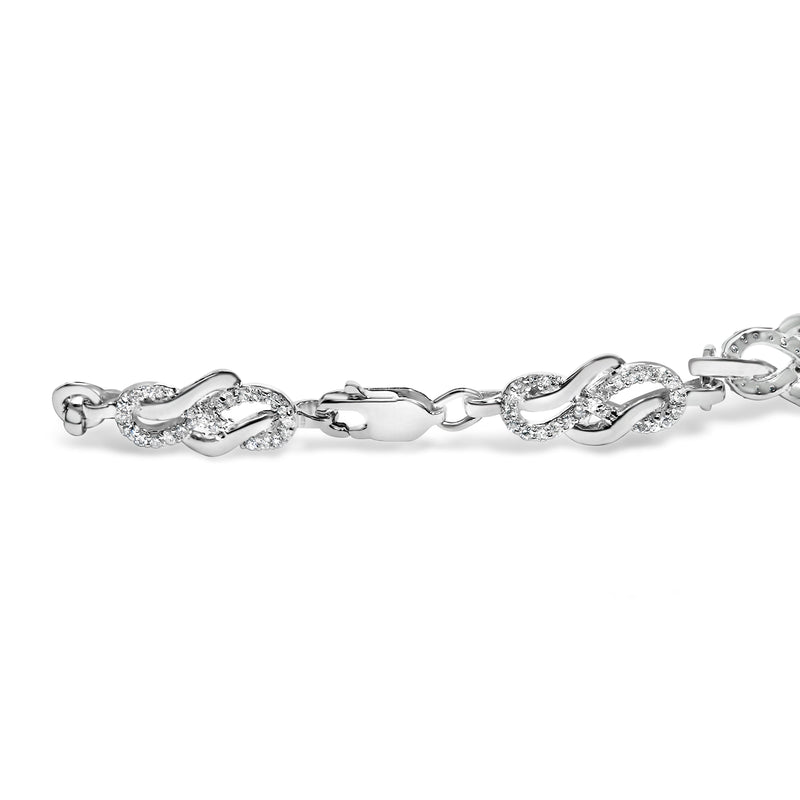 Bids.com .925 Sterling Silver 1.0 Cttw Diamond Infinity Loop and Swirl Link Bracelet (I-J Color, I2-I3 Clarity) - 7.25" Inches Bracelets White Smoke White.Sterling Silver / 7.25
