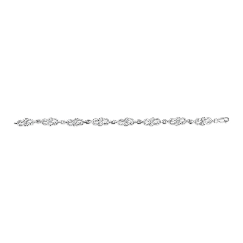 Bids.com .925 Sterling Silver 1.0 Cttw Diamond Infinity Loop and Swirl Link Bracelet (I-J Color, I2-I3 Clarity) - 7.25" Inches Bracelets Lavender White.Sterling Silver / 7.25