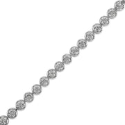 Bids.com .925 Sterling Silver 1.0 Cttw Diamond Miracle-Plate Open Quatrefoil Flower Circle-Link 7" Tennis Bracelet (I-J color, I3 clarity) Bracelets White Smoke White.Sterling Silver / 7