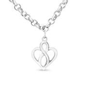 Bids.com .925 Sterling Silver Open Heart with Center Vertical Infinity Chain Charm Bracelet - Size 7" Bracelets White Smoke White.Sterling Silver / 7