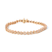 Bids.com .925 Sterling Silver 1.0 Cttw Miracle Set Diamond Heart-Link 7" Tennis Bracelet (I-J Color, I2-I3 Clarity) Bracelets White Smoke 7 / Rose.Sterling Silver