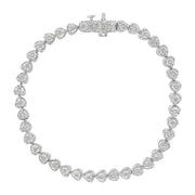 Bids.com .925 Sterling Silver 1.0 Cttw Miracle Set Diamond Heart-Link 7" Tennis Bracelet (I-J Color, I2-I3 Clarity) Bracelets White Smoke 7 / White.Sterling Silver